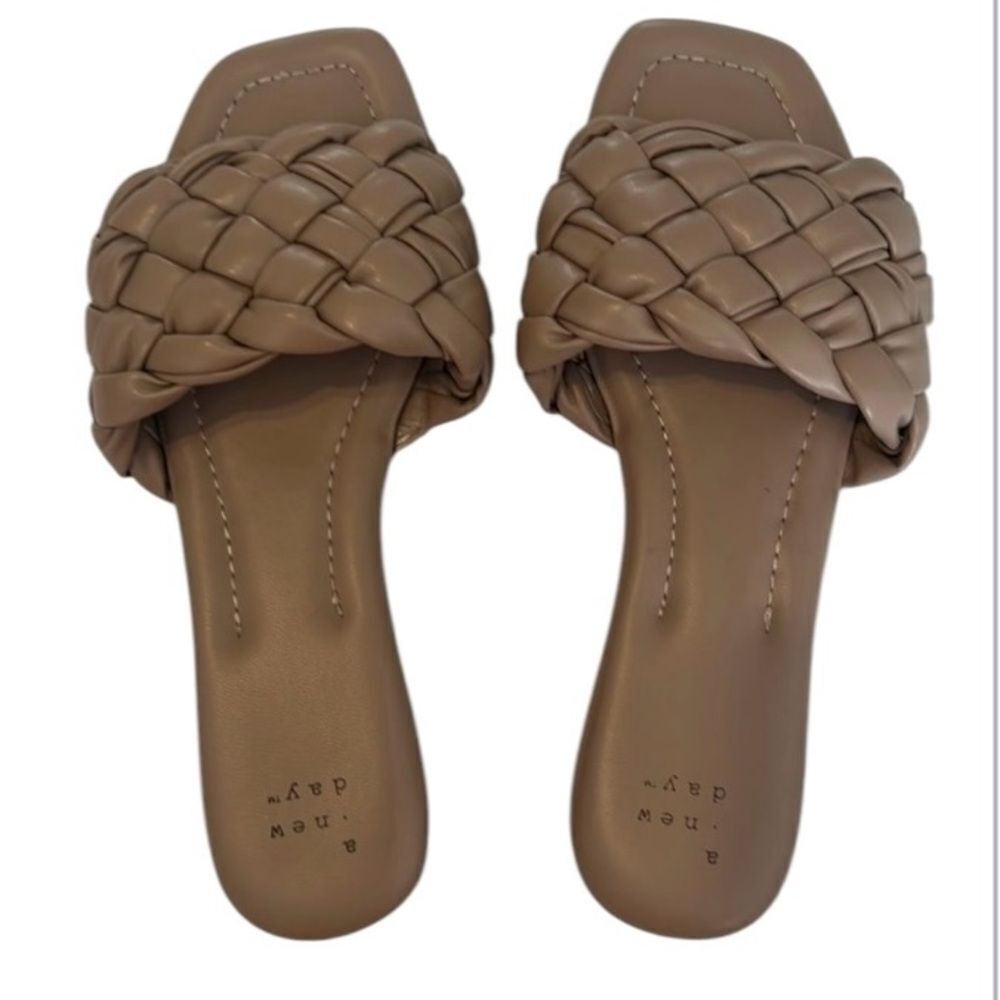 a new day Braided Slide Sandals in Taupe